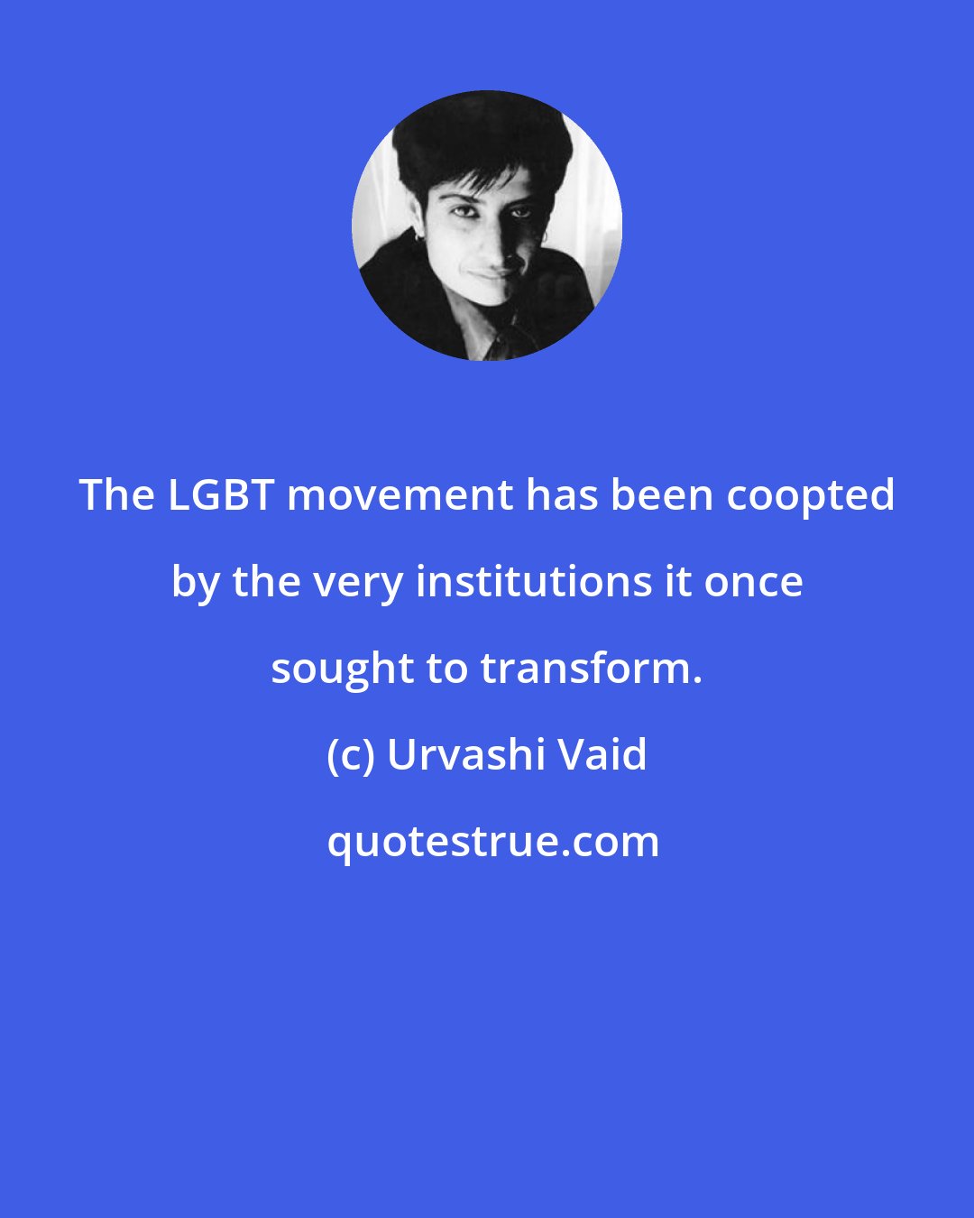 Urvashi Vaid: The LGBT movement has been coopted by the very institutions it once sought to transform.