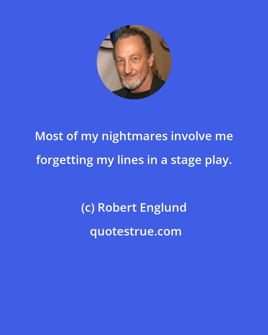 Robert Englund: Most of my nightmares involve me forgetting my lines in a stage play.