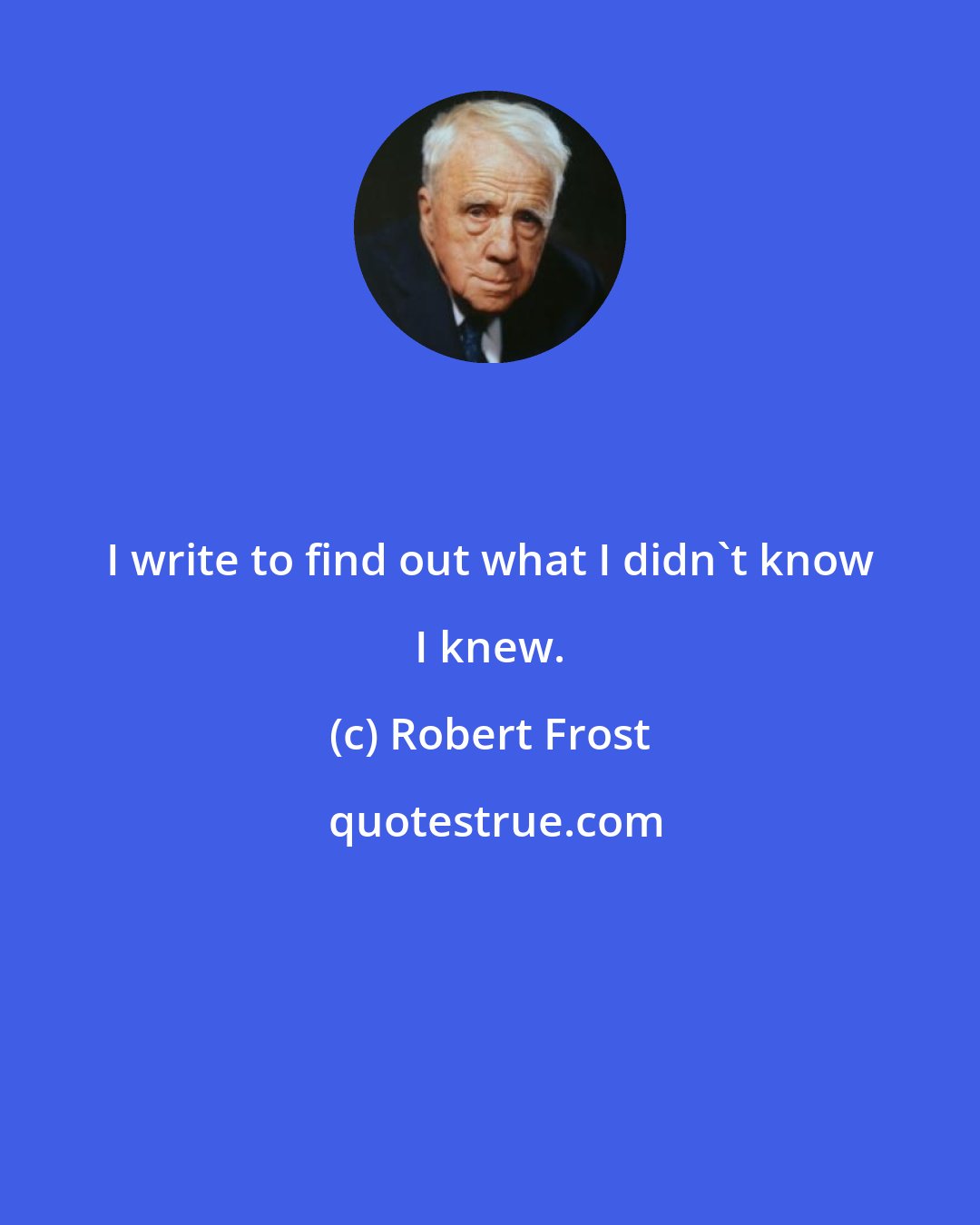 Robert Frost: I write to find out what I didn't know I knew.