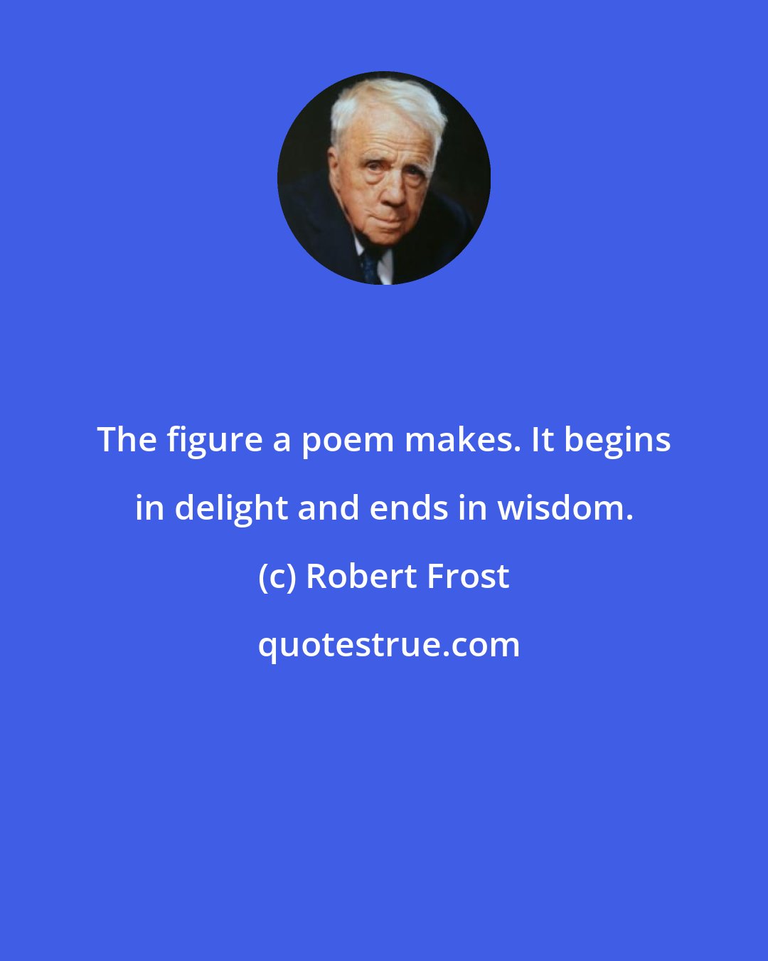 Robert Frost: The figure a poem makes. It begins in delight and ends in wisdom.