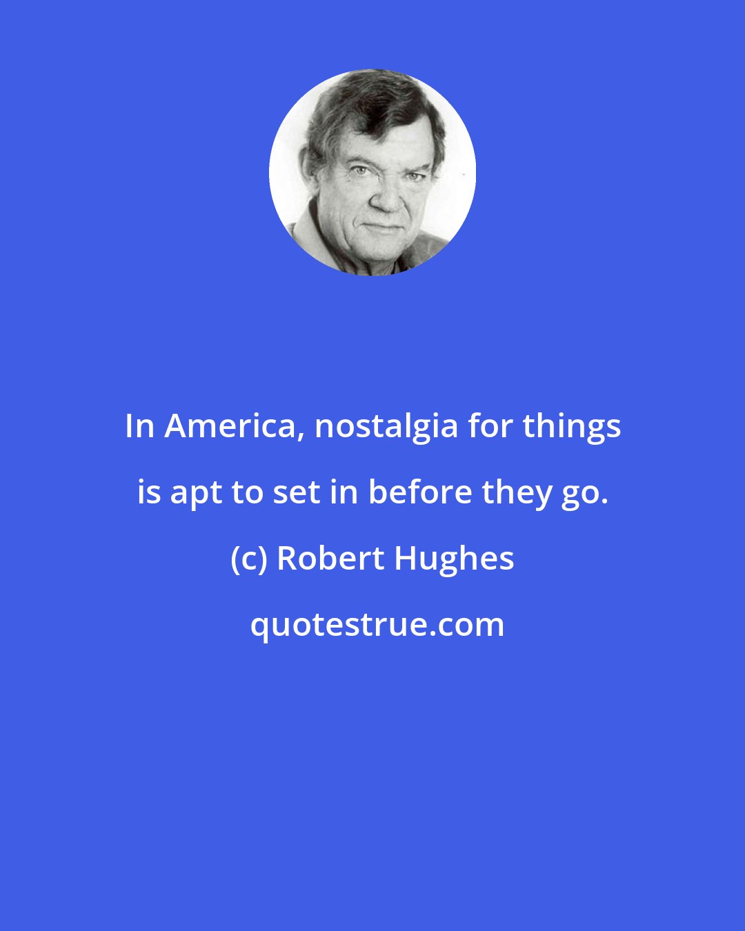 Robert Hughes: In America, nostalgia for things is apt to set in before they go.