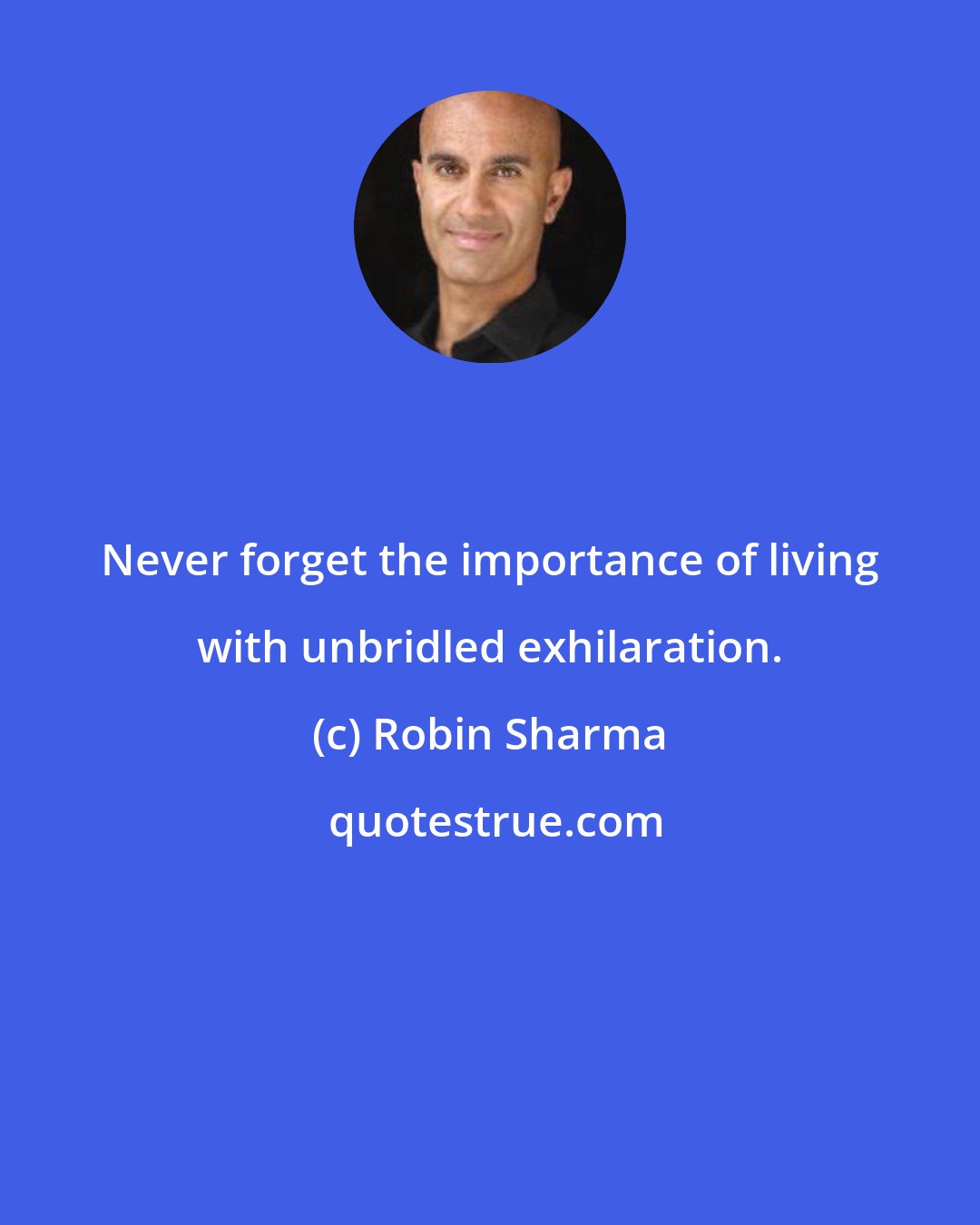 Robin Sharma: Never forget the importance of living with unbridled exhilaration.