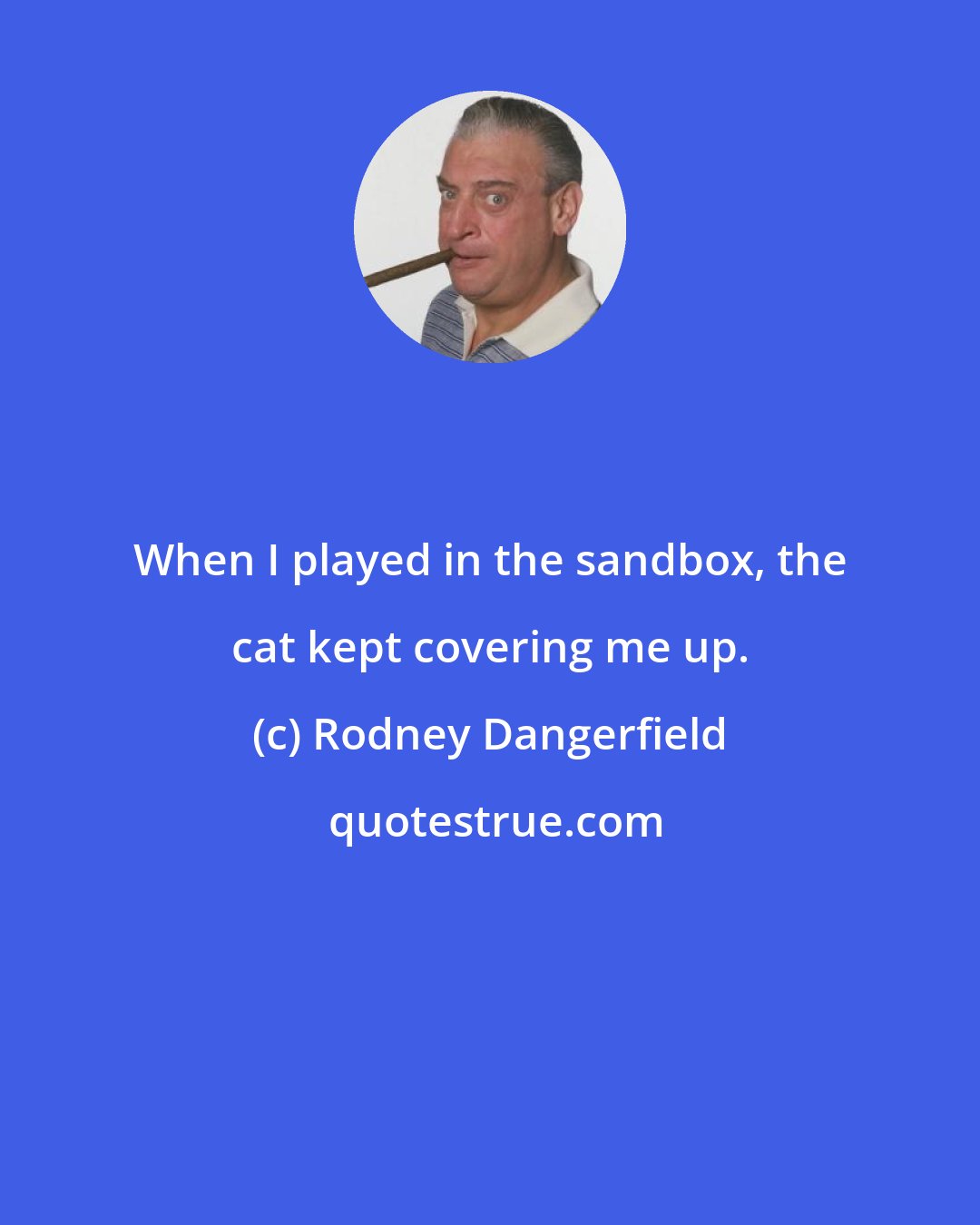 Rodney Dangerfield: When I played in the sandbox, the cat kept covering me up.