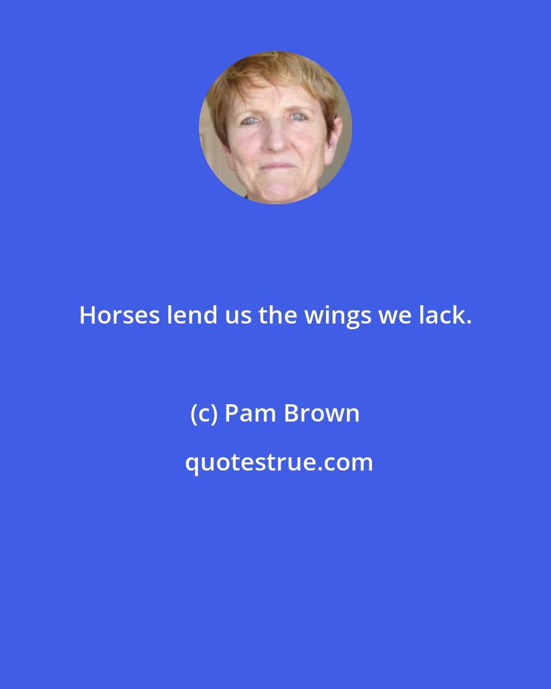 Pam Brown: Horses lend us the wings we lack.