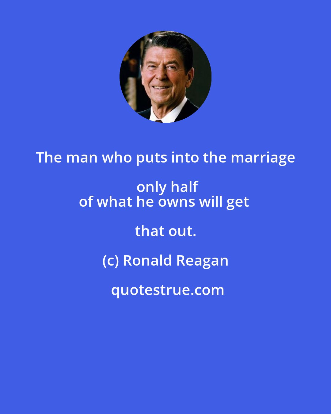 Ronald Reagan: The man who puts into the marriage only half
of what he owns will get that out.