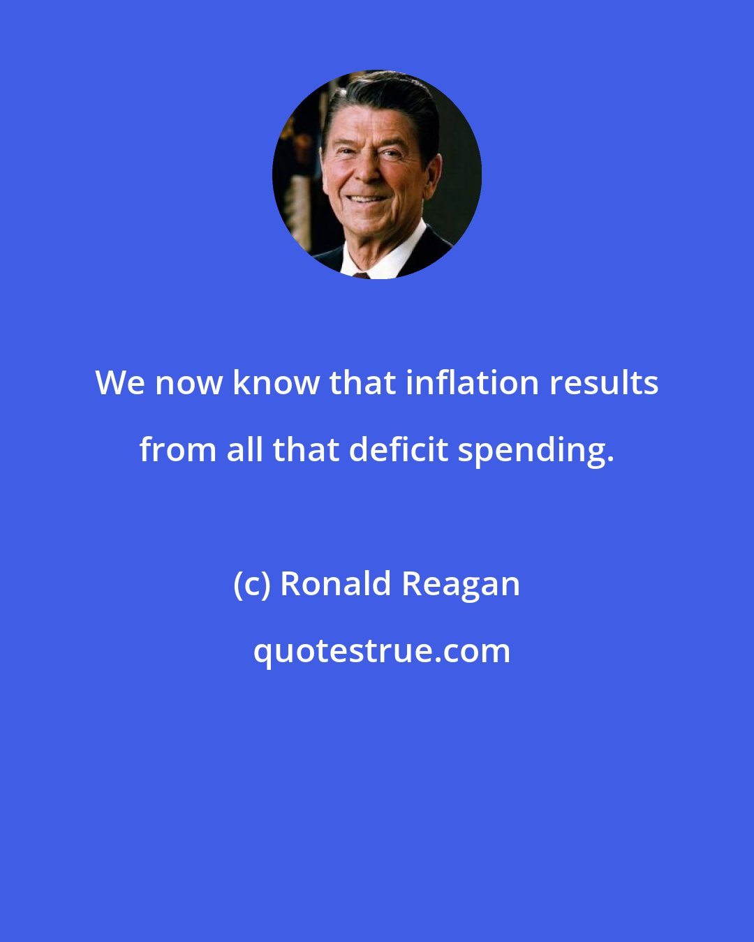 Ronald Reagan: We now know that inflation results from all that deficit spending.