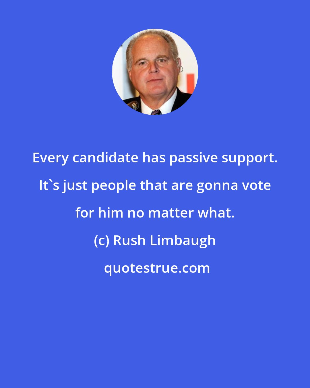 Rush Limbaugh: Every candidate has passive support. It's just people that are gonna vote for him no matter what.