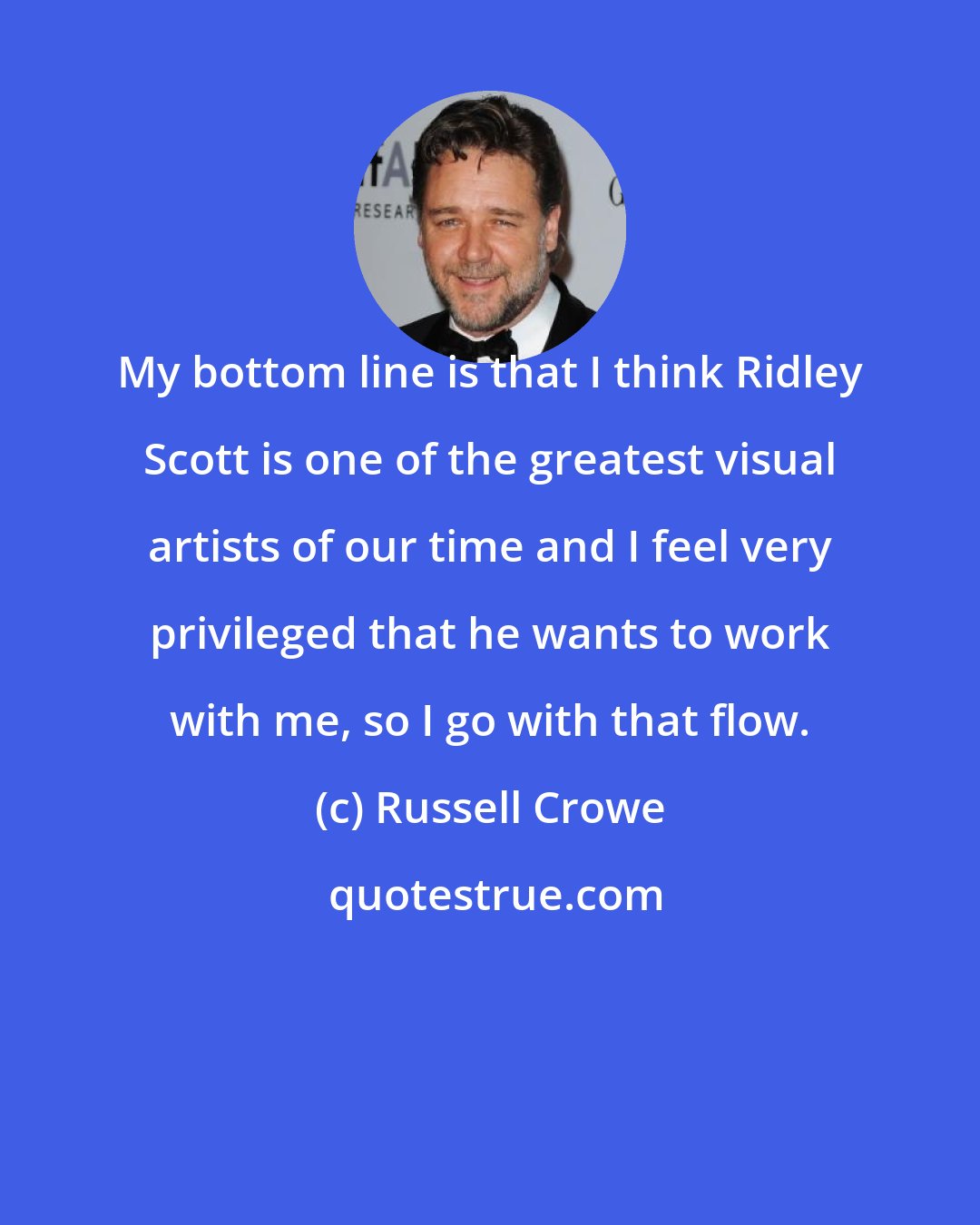 Russell Crowe: My bottom line is that I think Ridley Scott is one of the greatest visual artists of our time and I feel very privileged that he wants to work with me, so I go with that flow.