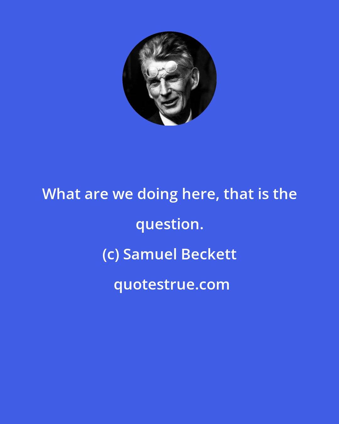 Samuel Beckett: What are we doing here, that is the question.