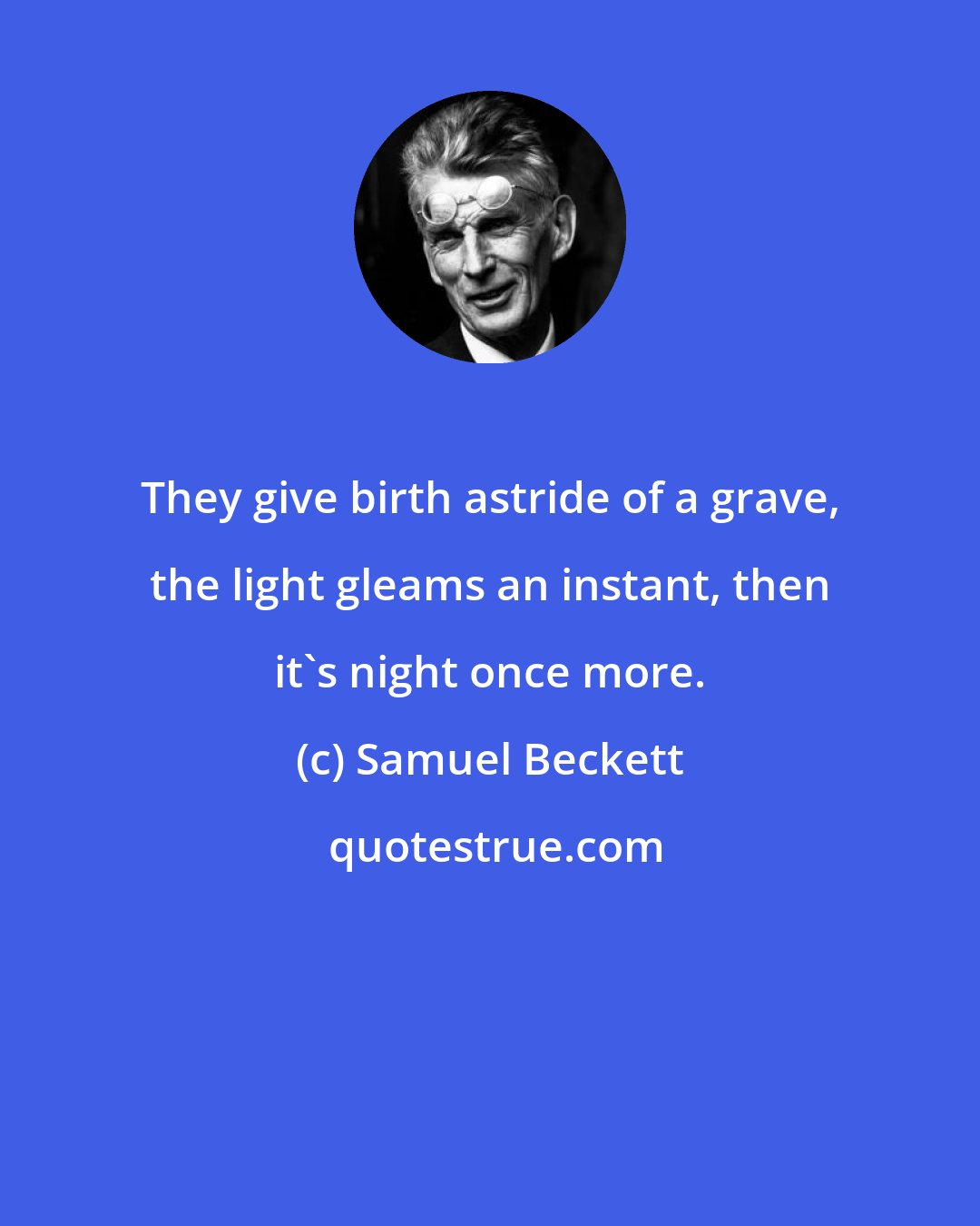 Samuel Beckett: They give birth astride of a grave, the light gleams an instant, then it's night once more.