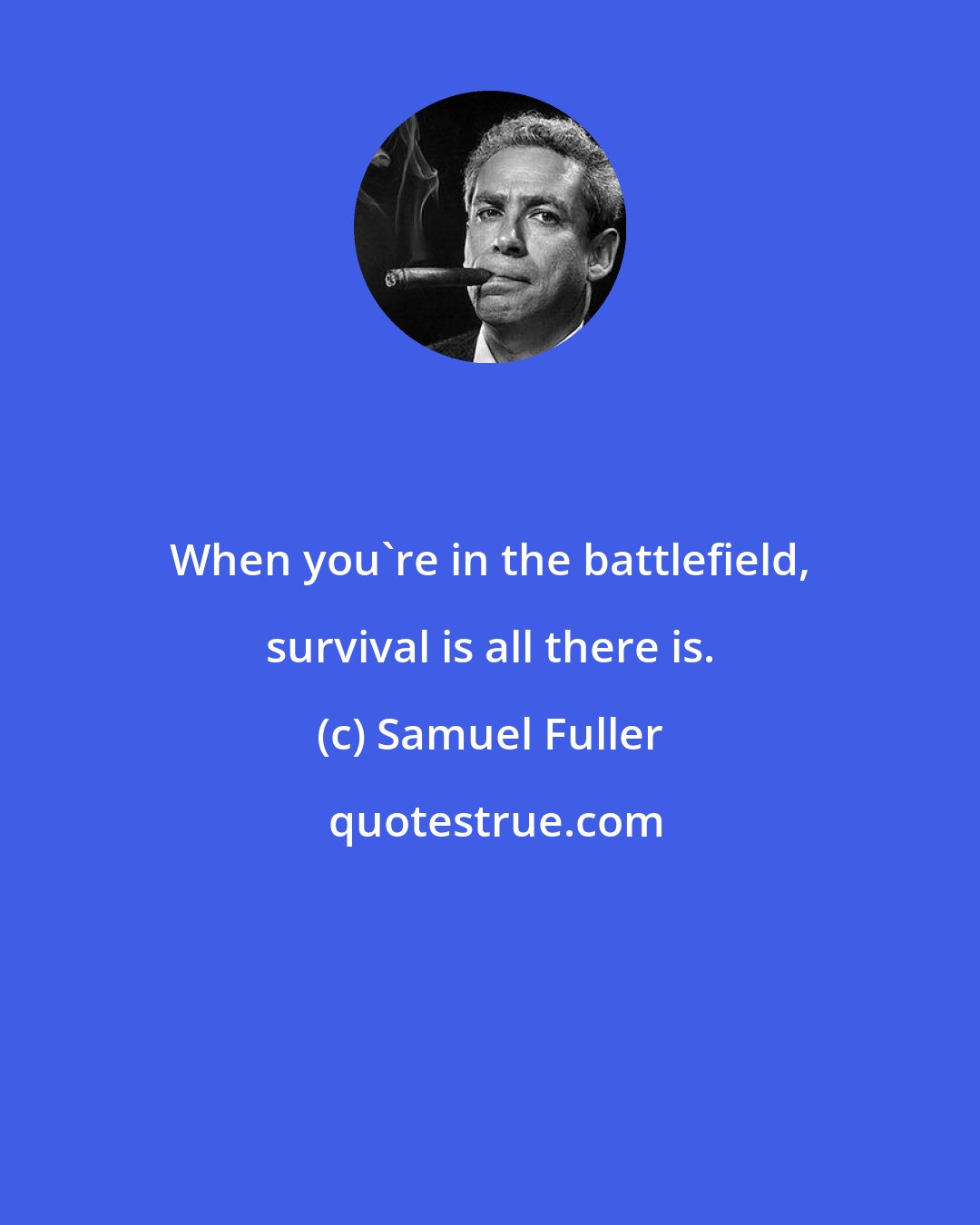 Samuel Fuller: When you're in the battlefield, survival is all there is.