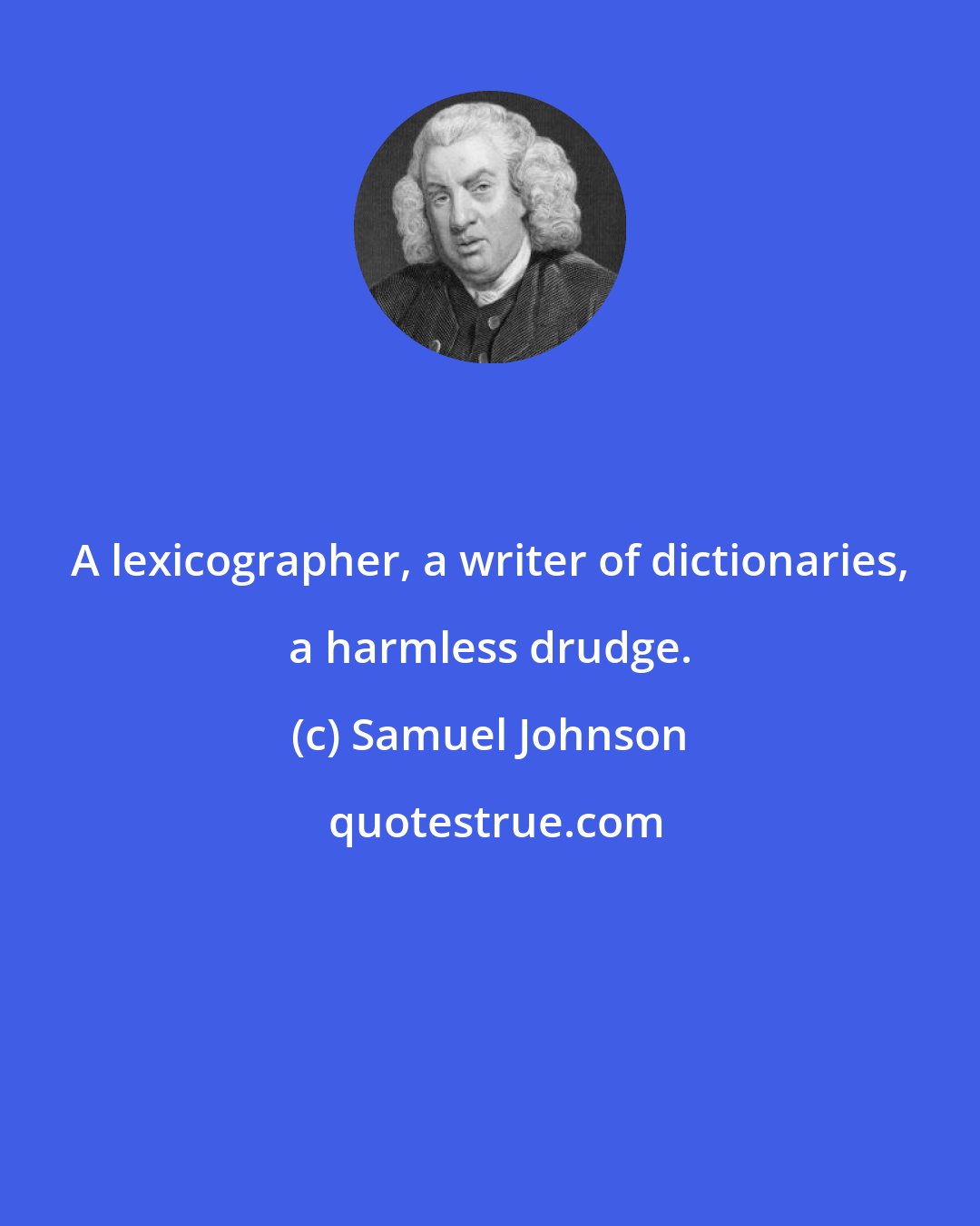 Samuel Johnson: A lexicographer, a writer of dictionaries, a harmless drudge.