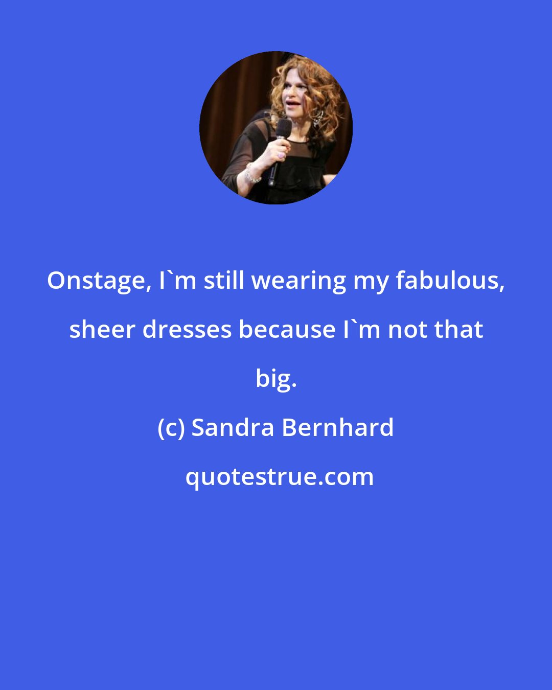 Sandra Bernhard: Onstage, I'm still wearing my fabulous, sheer dresses because I'm not that big.