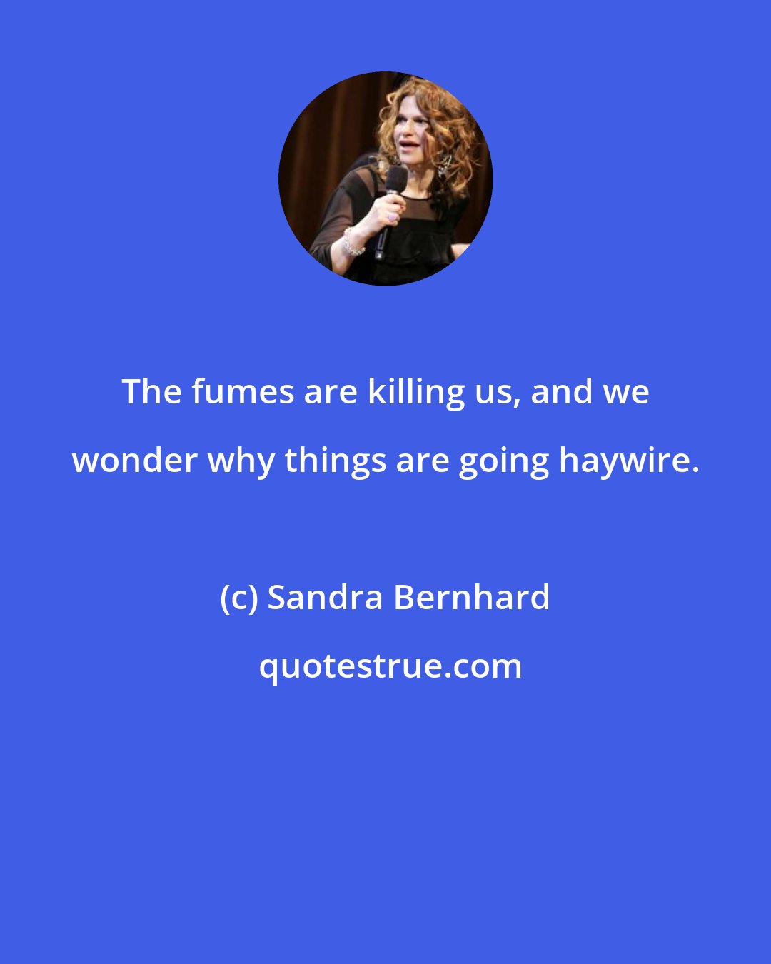 Sandra Bernhard: The fumes are killing us, and we wonder why things are going haywire.