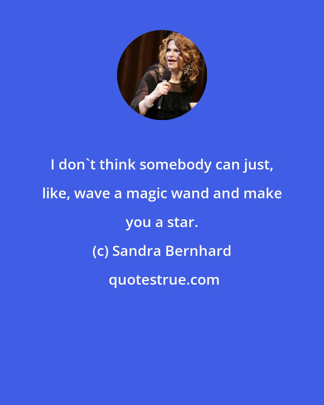 Sandra Bernhard: I don't think somebody can just, like, wave a magic wand and make you a star.