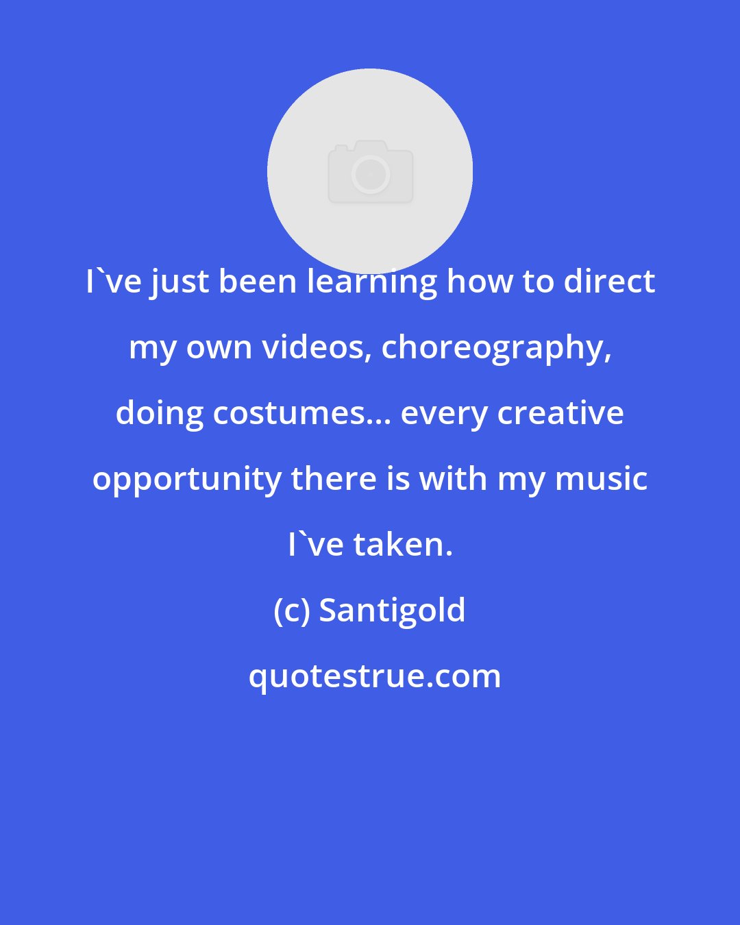 Santigold: I've just been learning how to direct my own videos, choreography, doing costumes... every creative opportunity there is with my music I've taken.