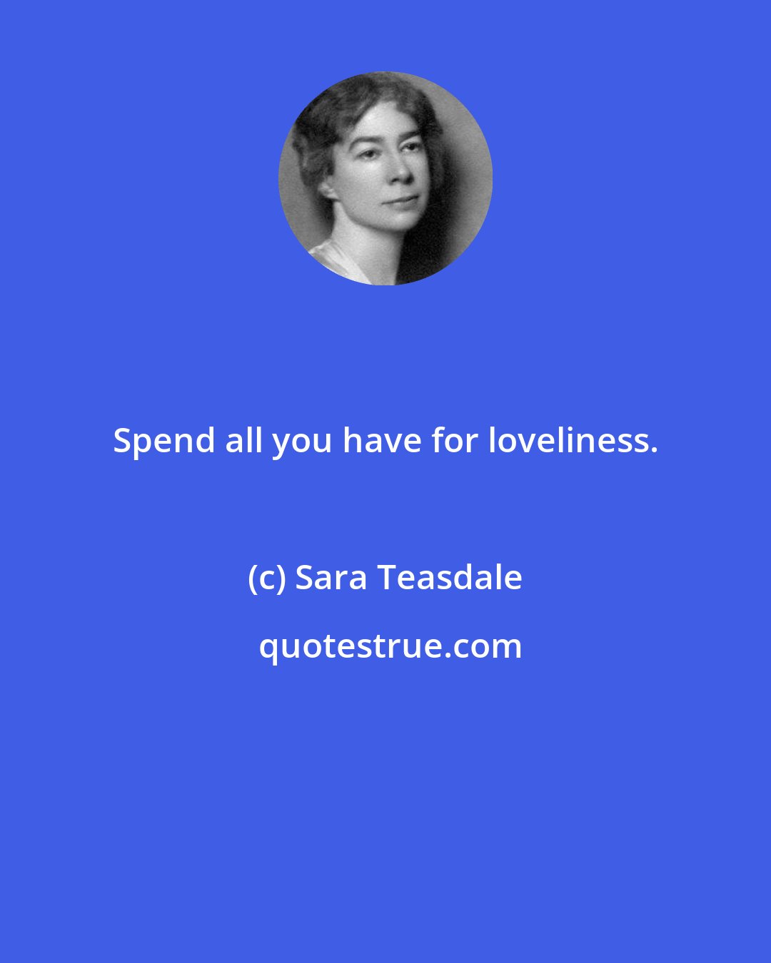 Sara Teasdale: Spend all you have for loveliness.