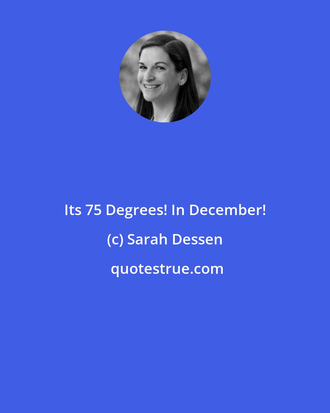 Sarah Dessen: Its 75 Degrees! In December!