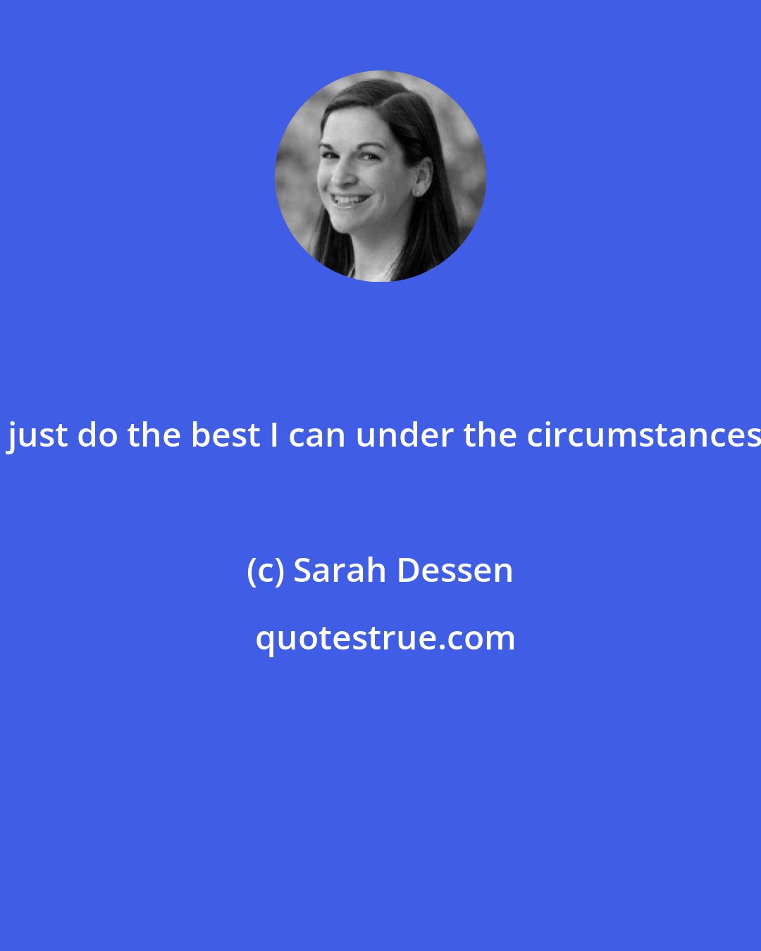 Sarah Dessen: I just do the best I can under the circumstances.