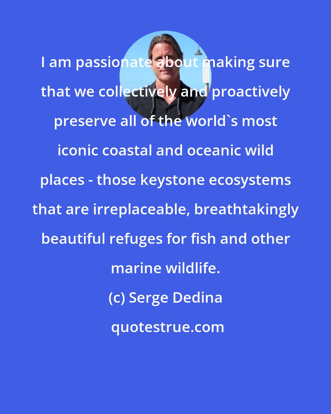 Serge Dedina: I am passionate about making sure that we collectively and proactively preserve all of the world's most iconic coastal and oceanic wild places - those keystone ecosystems that are irreplaceable, breathtakingly beautiful refuges for fish and other marine wildlife.