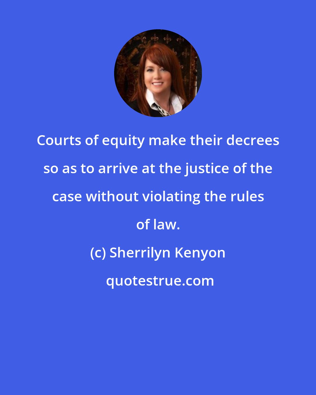 Sherrilyn Kenyon: Courts of equity make their decrees so as to arrive at the justice of the case without violating the rules of law.