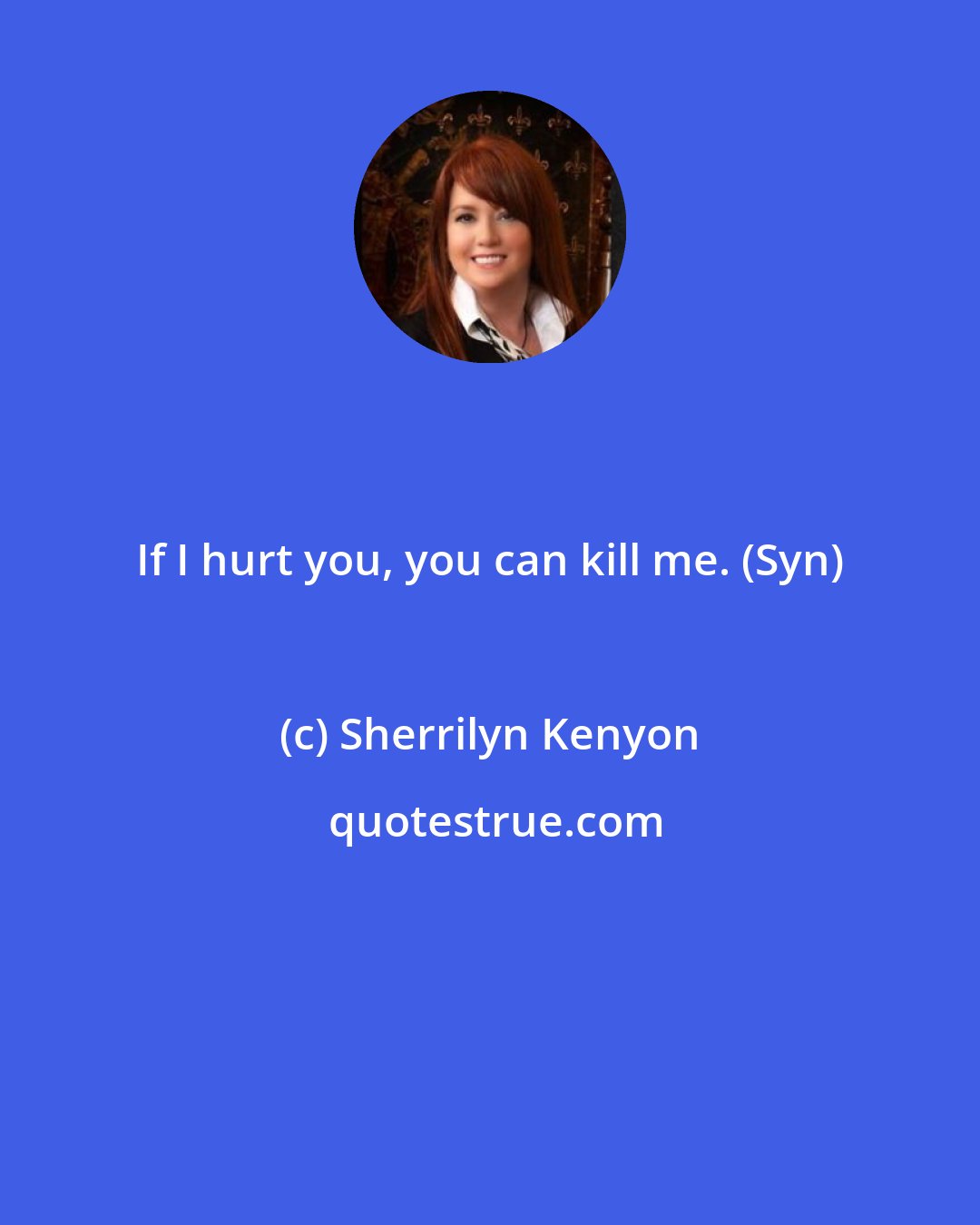 Sherrilyn Kenyon: If I hurt you, you can kill me. (Syn)