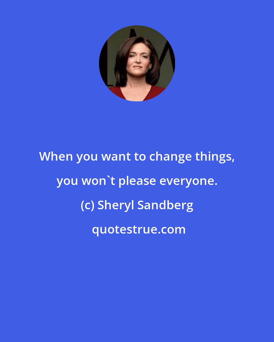 Sheryl Sandberg: When you want to change things, you won't please everyone.