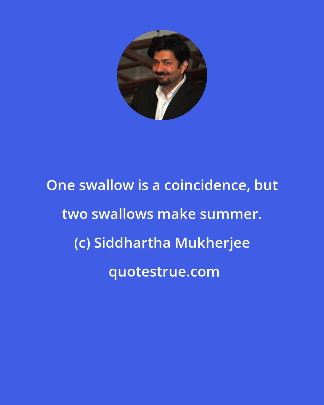 Siddhartha Mukherjee: One swallow is a coincidence, but two swallows make summer.
