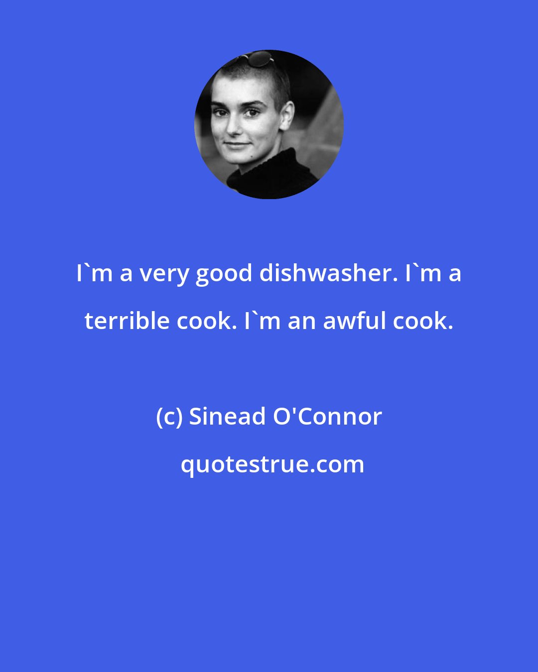 Sinead O'Connor: I'm a very good dishwasher. I'm a terrible cook. I'm an awful cook.