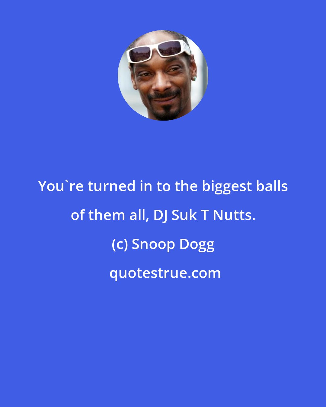 Snoop Dogg: You're turned in to the biggest balls of them all, DJ Suk T Nutts.