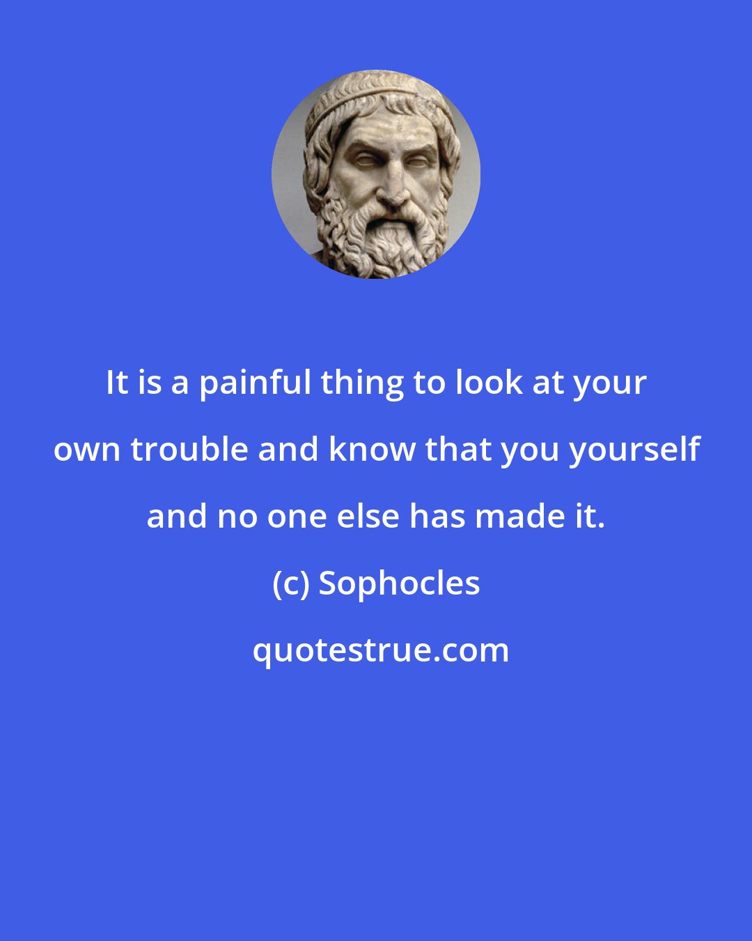 Sophocles: It is a painful thing to look at your own trouble and know that you yourself and no one else has made it.