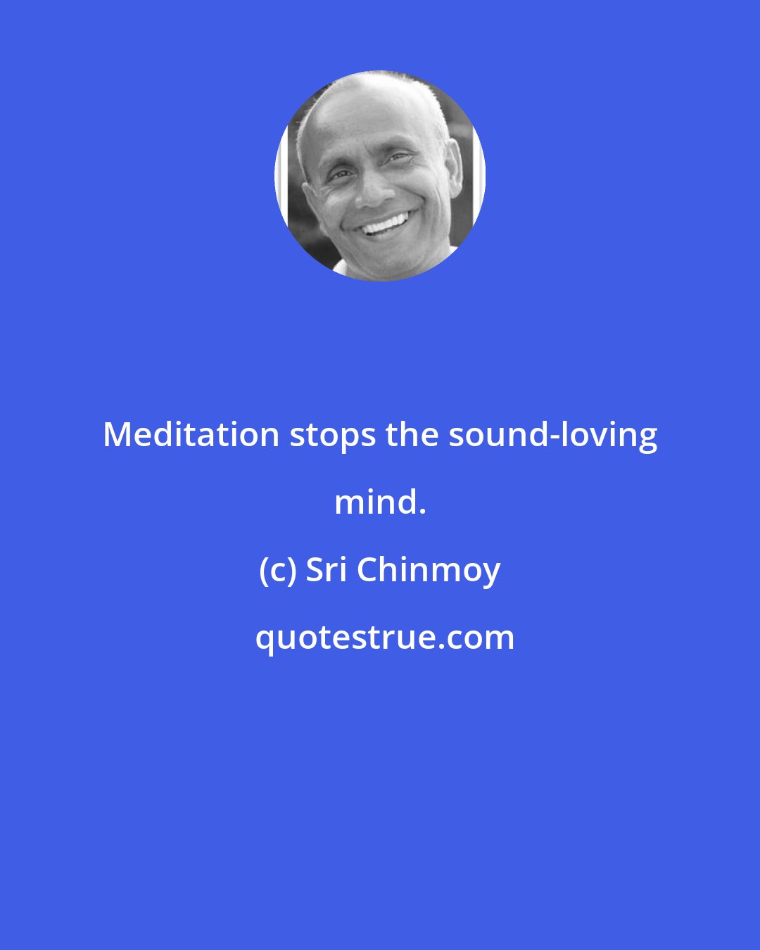 Sri Chinmoy: Meditation stops the sound-loving mind.