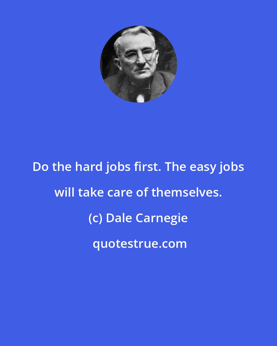 Dale Carnegie: Do the hard jobs first. The easy jobs will take care of themselves.