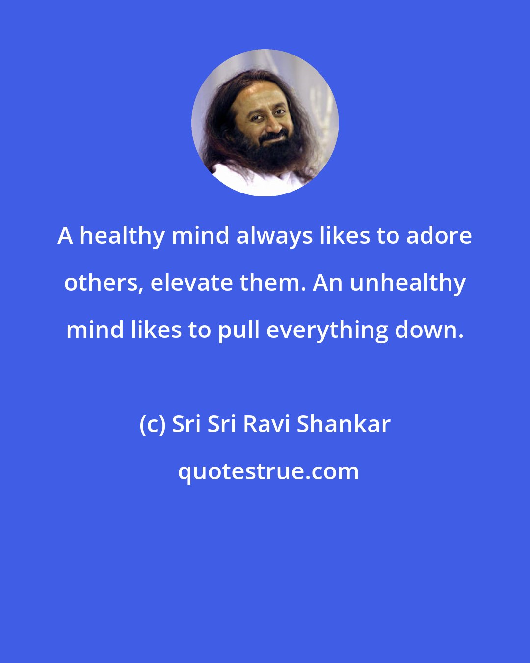 Sri Sri Ravi Shankar: A healthy mind always likes to adore others, elevate them. An unhealthy mind likes to pull everything down.