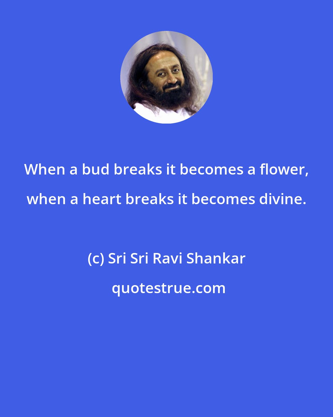 Sri Sri Ravi Shankar: When a bud breaks it becomes a flower, when a heart breaks it becomes divine.