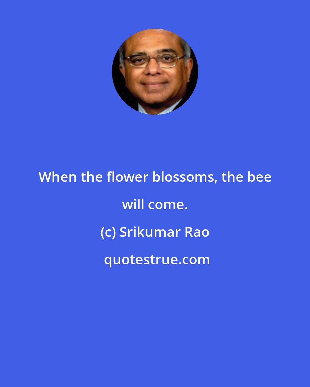 Srikumar Rao: When the flower blossoms, the bee will come.