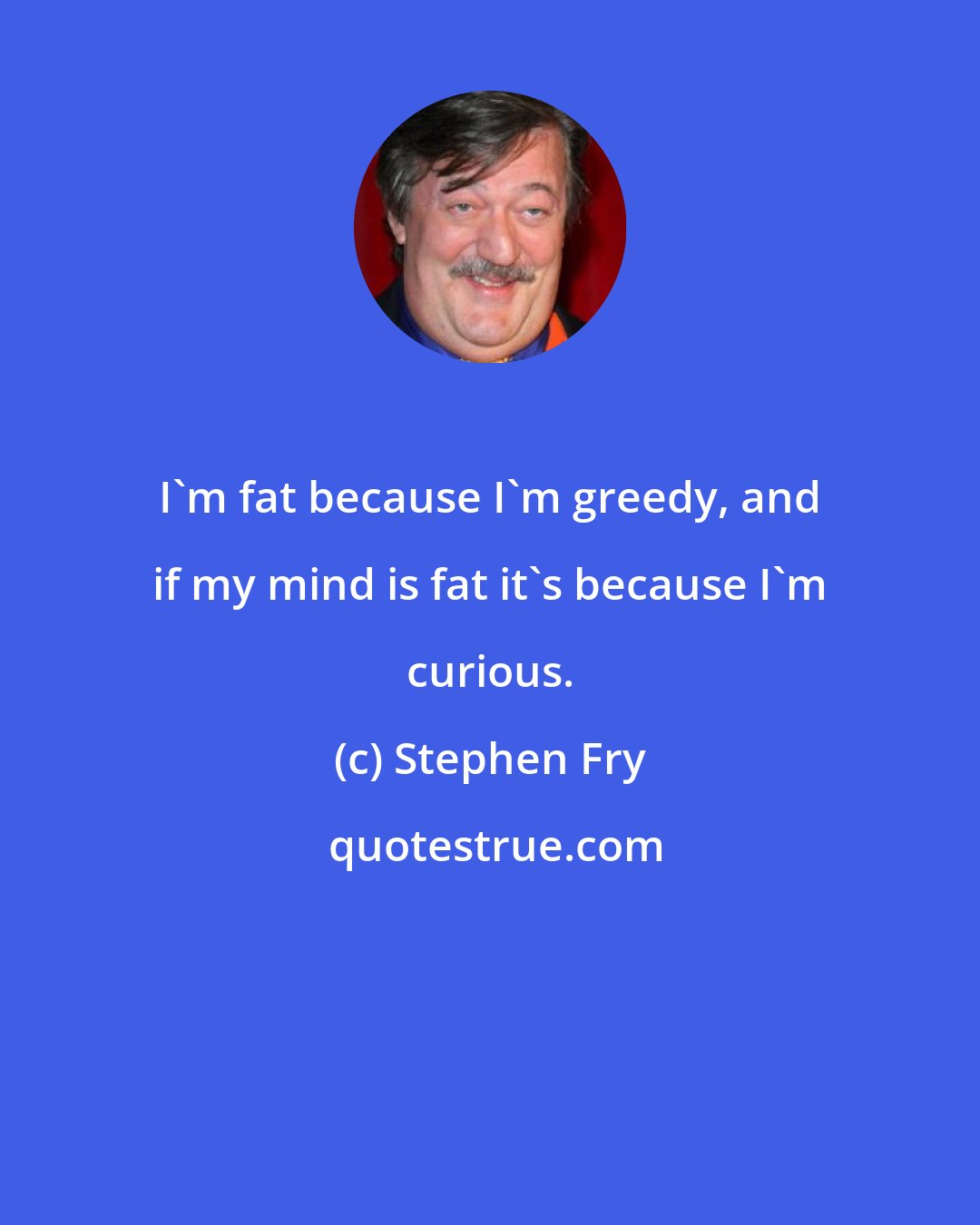 Stephen Fry: I'm fat because I'm greedy, and if my mind is fat it's because I'm curious.