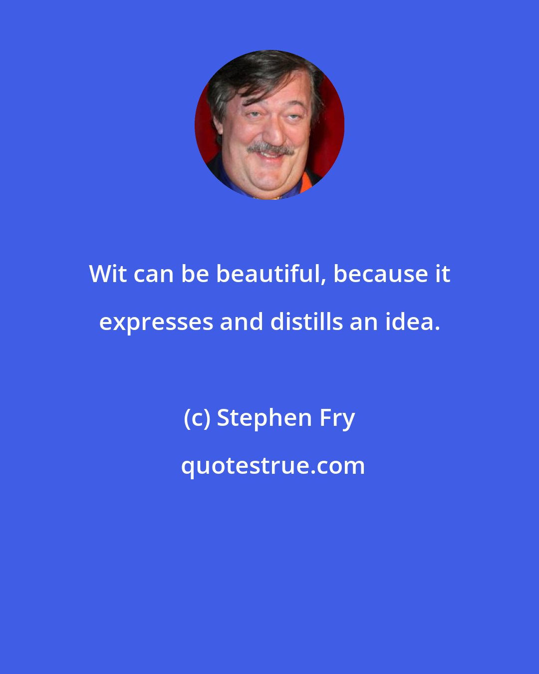 Stephen Fry: Wit can be beautiful, because it expresses and distills an idea.