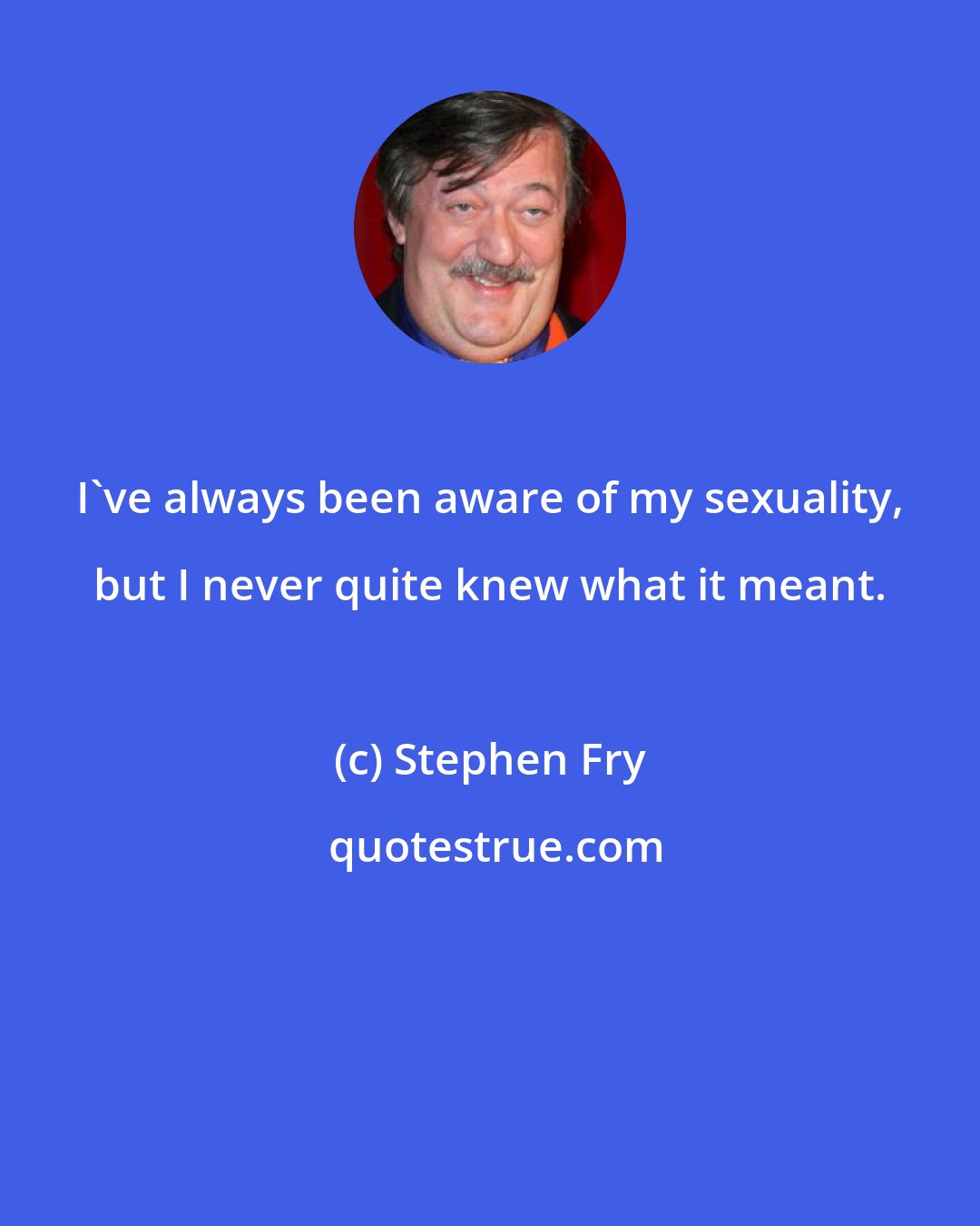 Stephen Fry: I've always been aware of my sexuality, but I never quite knew what it meant.