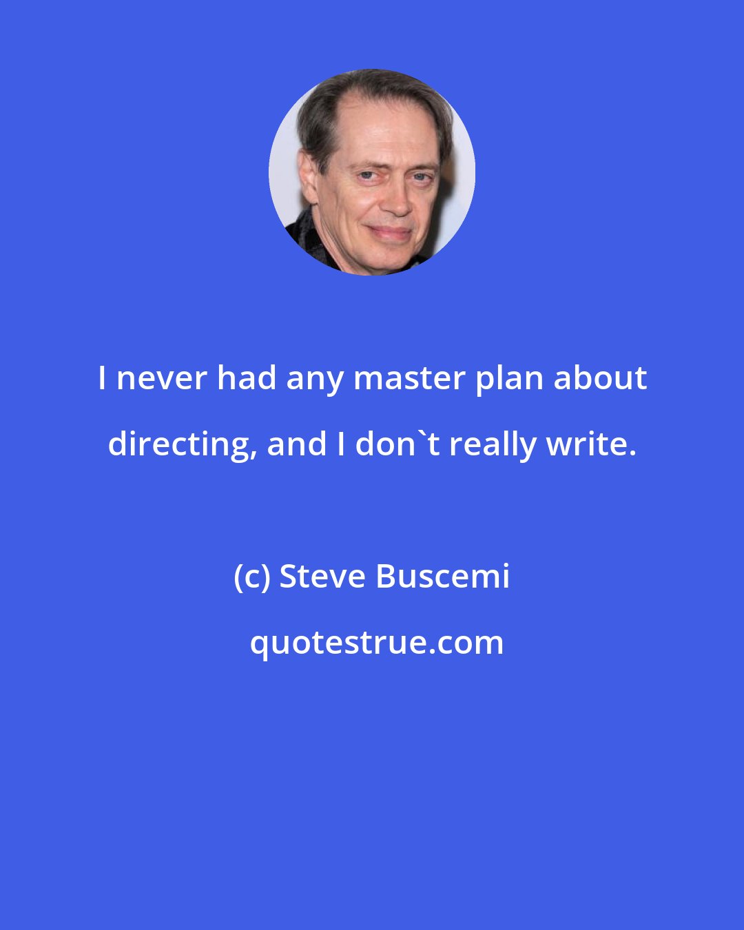 Steve Buscemi: I never had any master plan about directing, and I don't really write.