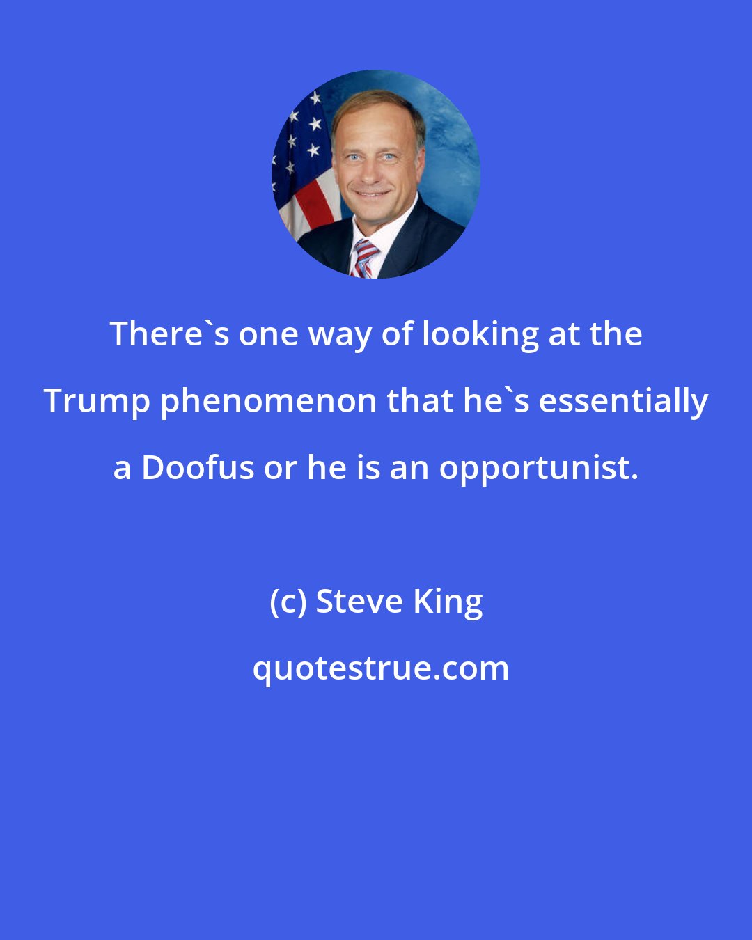 Steve King: There`s one way of looking at the Trump phenomenon that he`s essentially a Doofus or he is an opportunist.