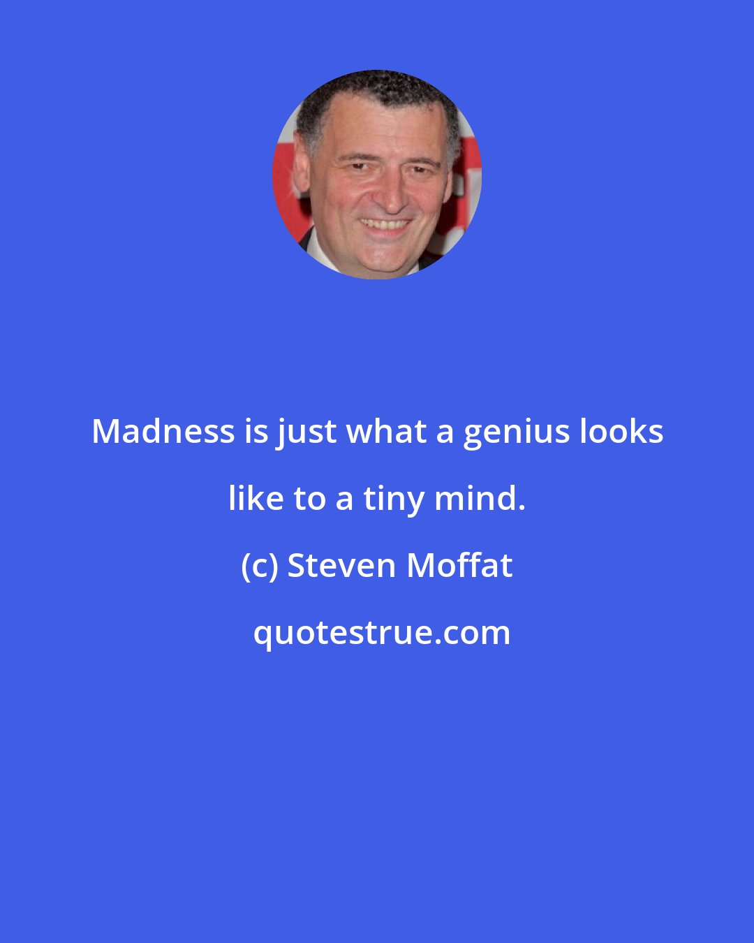 Steven Moffat: Madness is just what a genius looks like to a tiny mind.