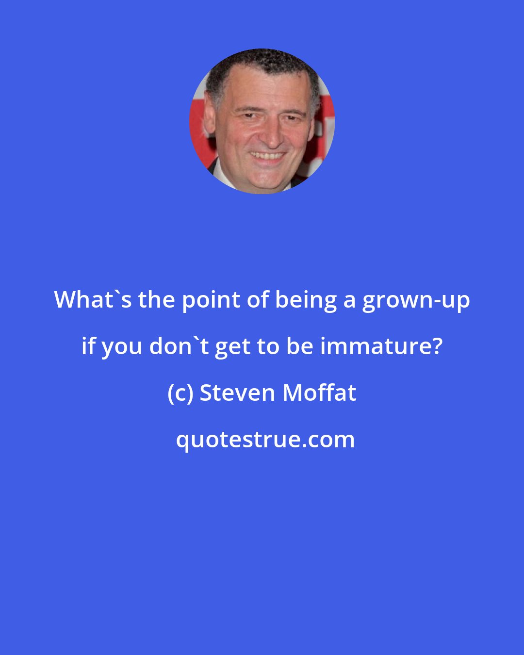 Steven Moffat: What's the point of being a grown-up if you don't get to be immature?