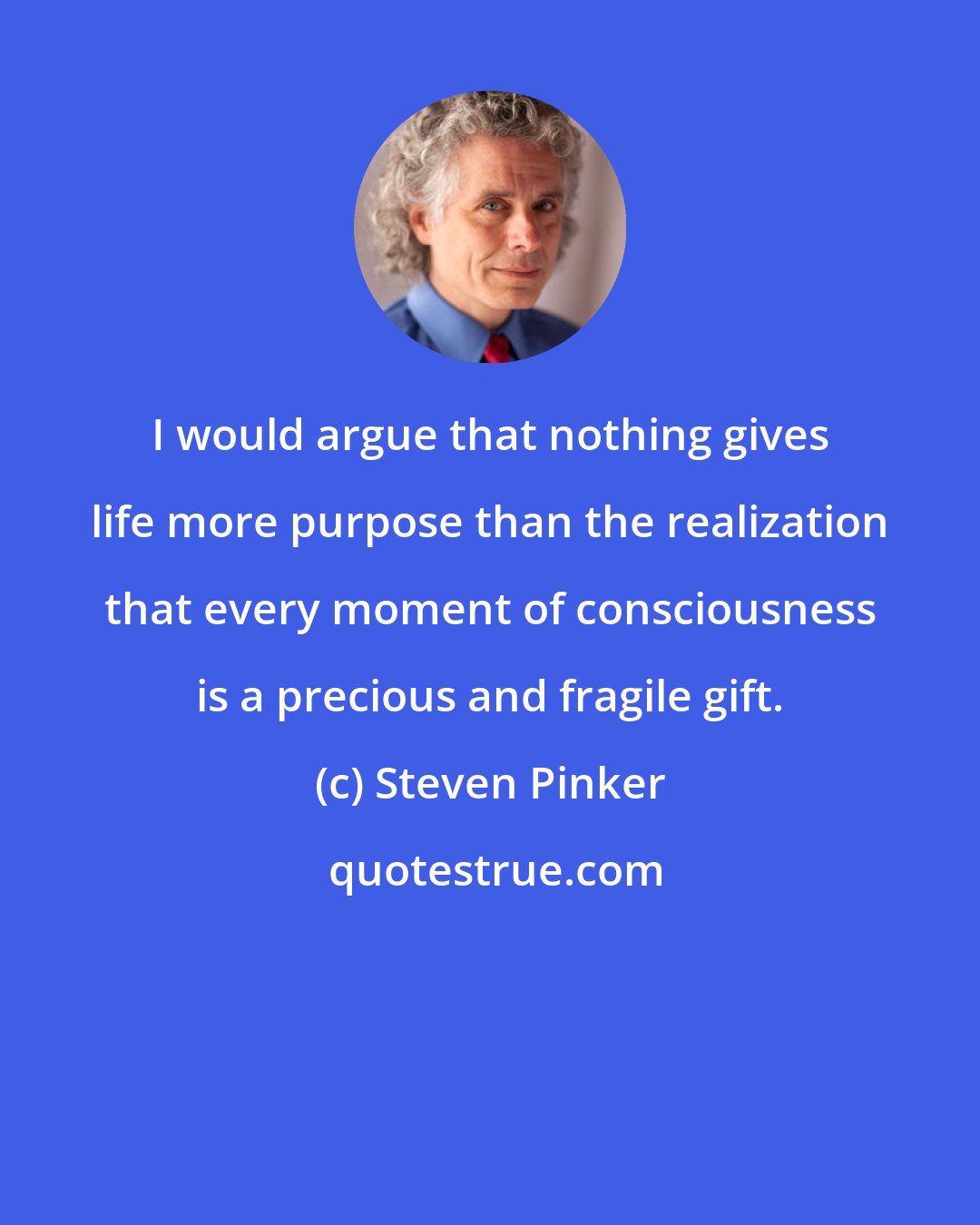 Steven Pinker: I would argue that nothing gives life more purpose than the realization that every moment of consciousness is a precious and fragile gift.