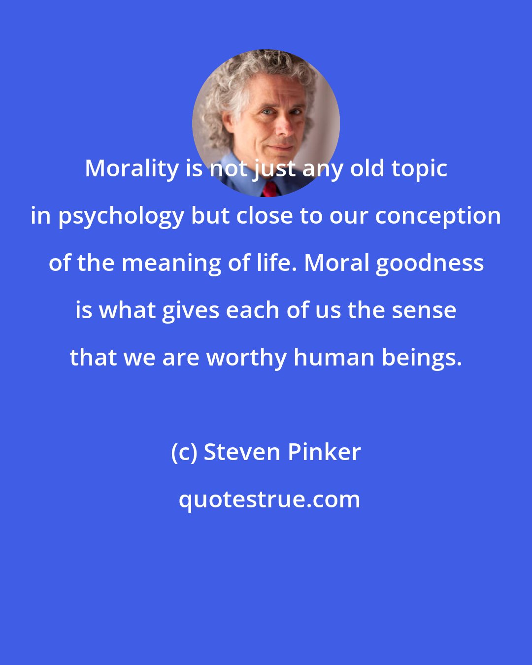 Steven Pinker: Morality is not just any old topic in psychology but close to our conception of the meaning of life. Moral goodness is what gives each of us the sense that we are worthy human beings.