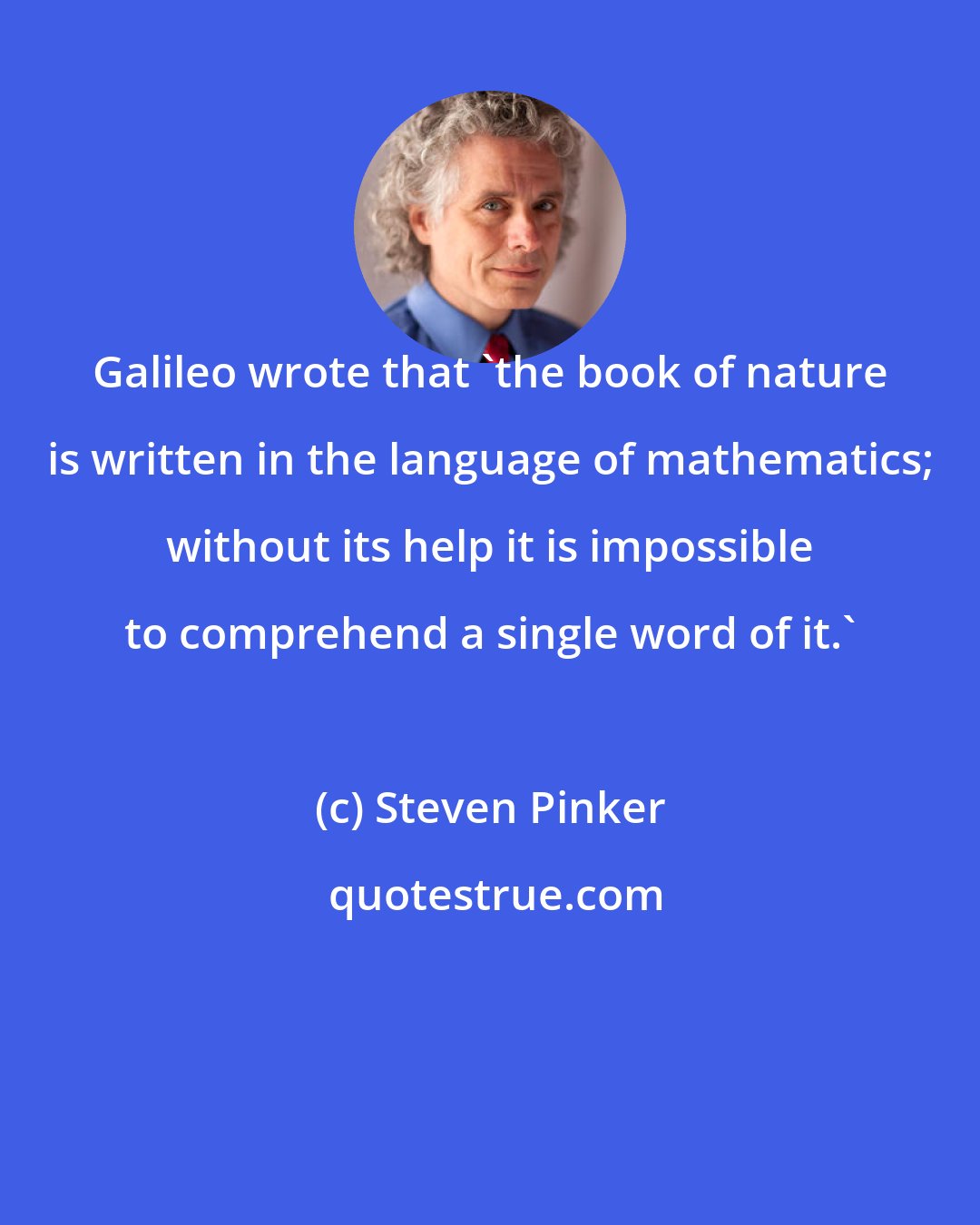 Steven Pinker: Galileo wrote that 'the book of nature is written in the language of mathematics; without its help it is impossible to comprehend a single word of it.'