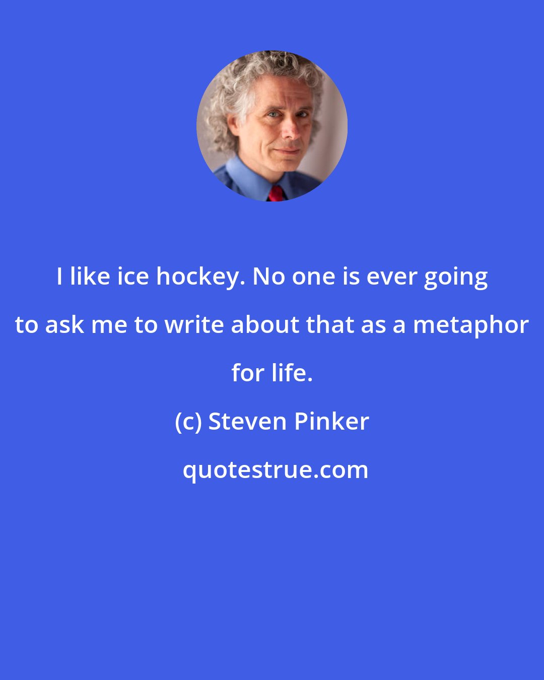 Steven Pinker: I like ice hockey. No one is ever going to ask me to write about that as a metaphor for life.