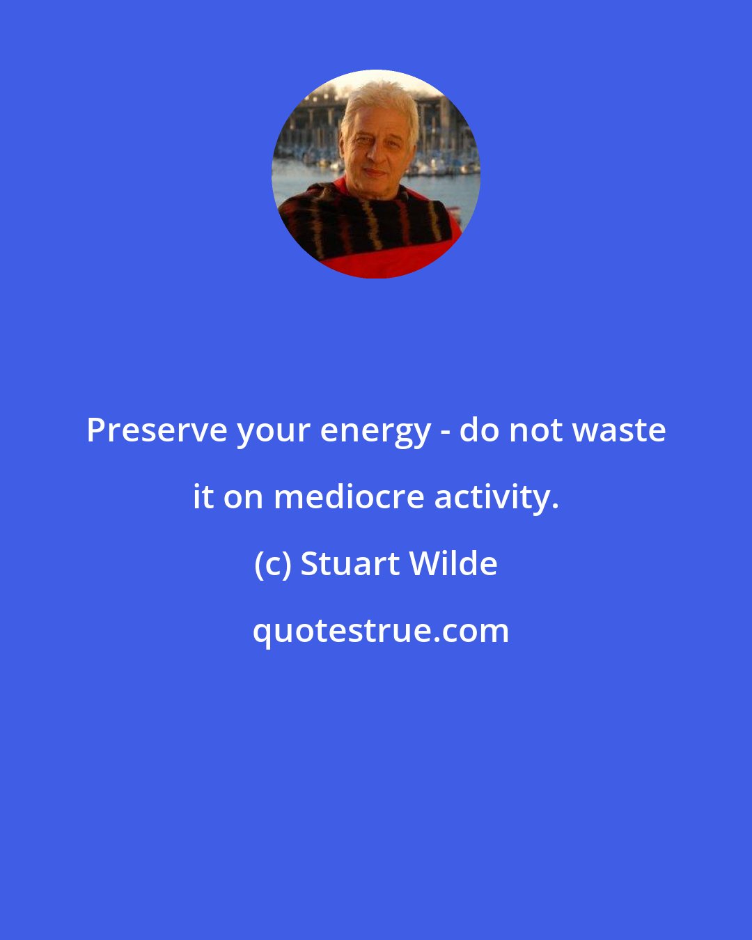 Stuart Wilde: Preserve your energy - do not waste it on mediocre activity.