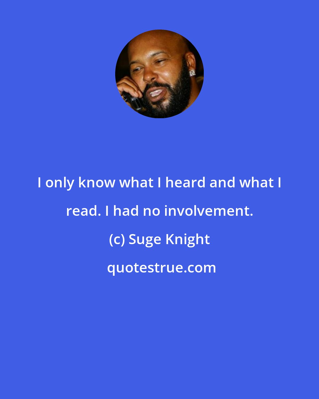 Suge Knight: I only know what I heard and what I read. I had no involvement.