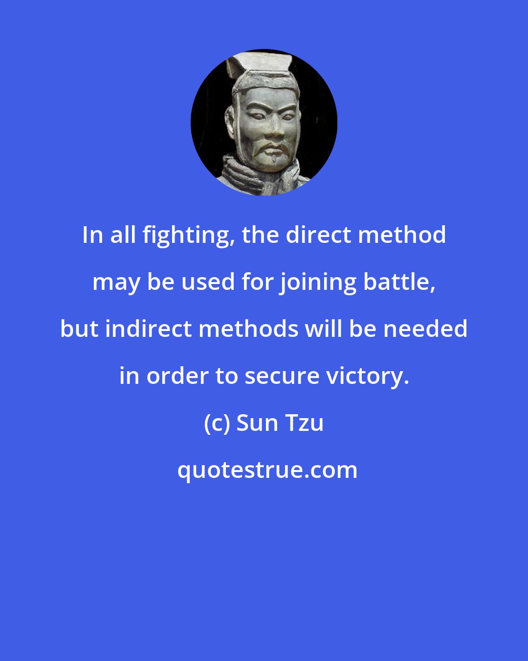 Sun Tzu: In all fighting, the direct method may be used for joining battle, but indirect methods will be needed in order to secure victory.